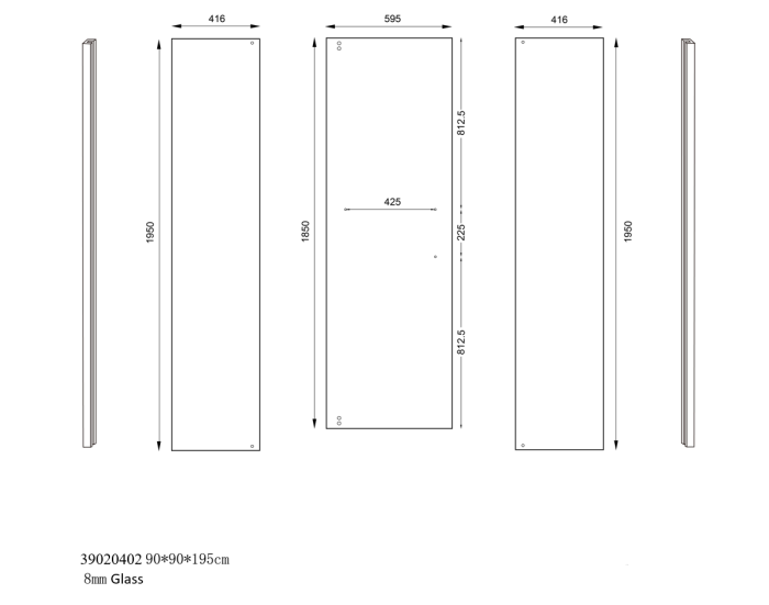 Душевая кабина 90*90 б/п, проф.черный мат, стекло прозр, (8 мм), распашная