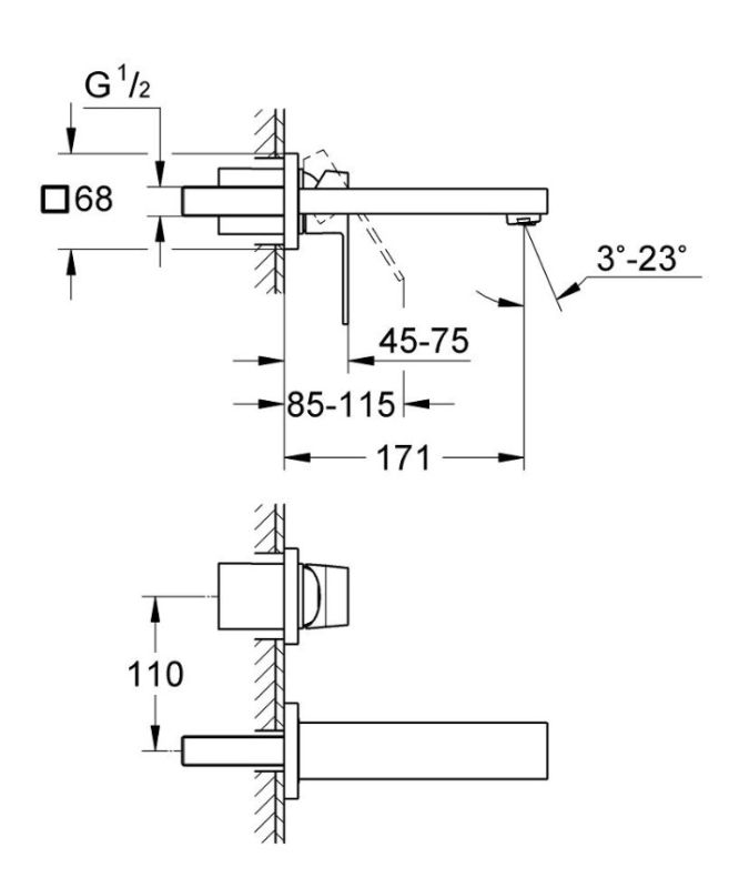 Смеситель для умывальника S-Size Eurocube (19895000), Grohe