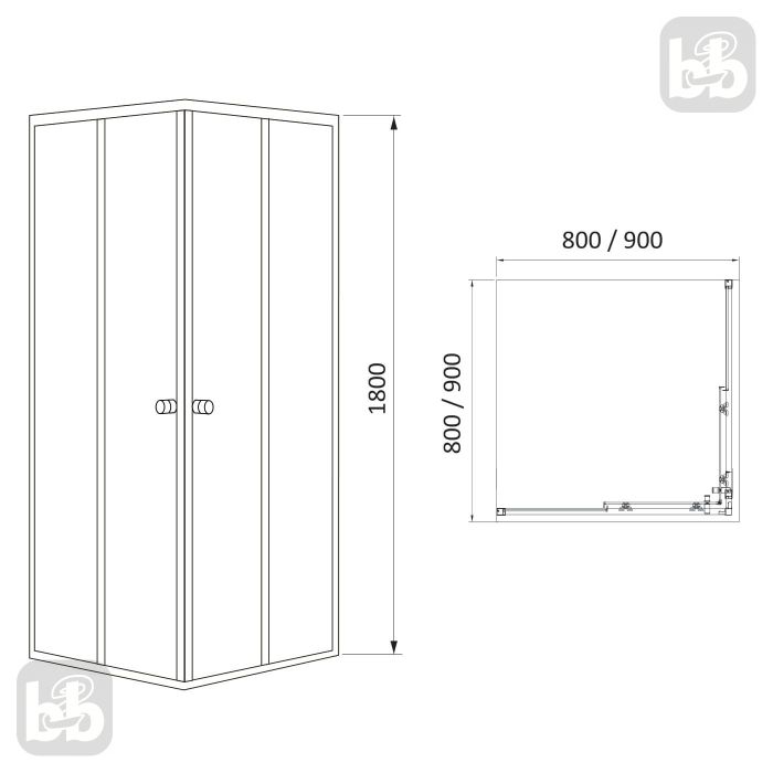 Душевая кабина VELUM 90*90*180см, квадратная, стекло 4мм