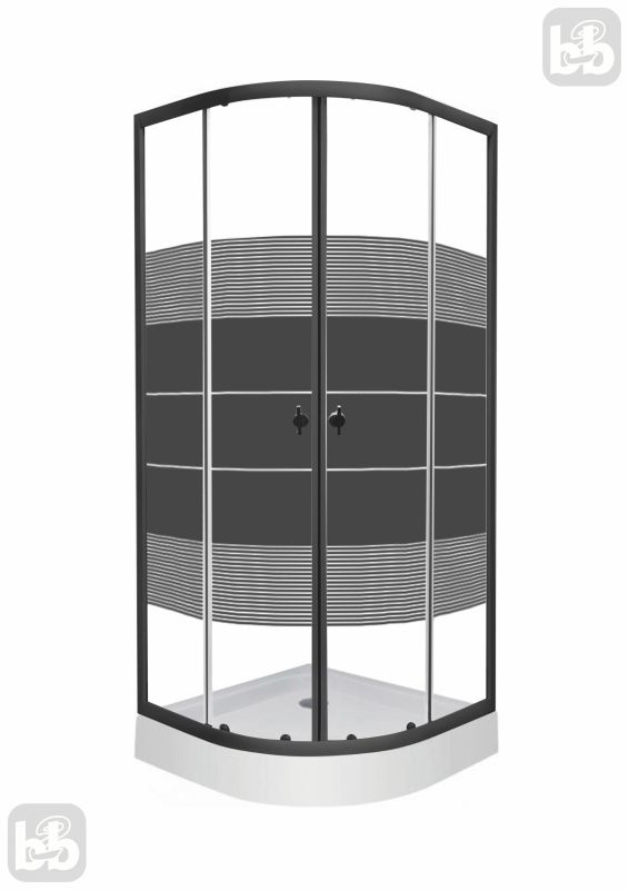 Душова кабіна BLACK TULIP 90*90*194см, скло 4мм "Linia", з мілким піддоном, чорний мат
