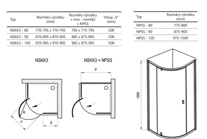 Душевая кабина NSKK3-90 Transparent RAVAK