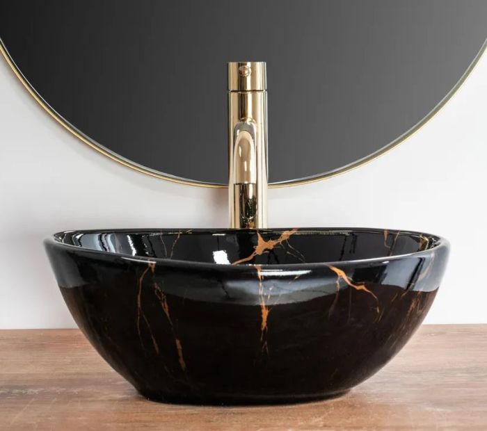 Умывальник REA SOFIA MINI BLACK MARBLE SHINY накладной