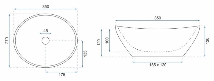 Умывальник REA SOFIA MINI BLACK MARBLE SHINY накладной