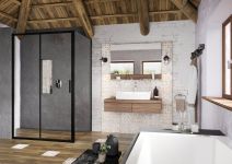 Душова стінка нерухома одноелементна BLSPS-90 Transparent Black X9BM70300Z1 RAVAK