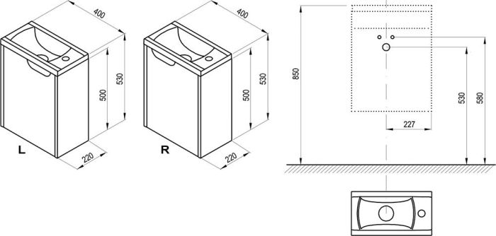Шафка під умивальник SD Classic II 400 L  RAVAK