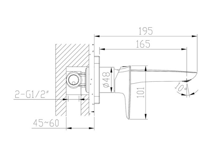Змішувач для умивальника NEWARC Life прихований монтаж золотий