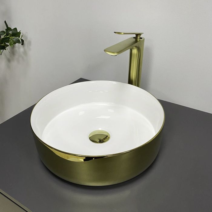 Умывальник VBI PRATO GOLD WHITE накладной