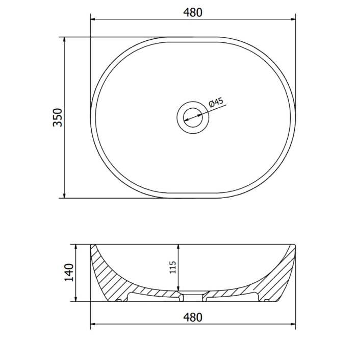 Умивальник MEXEN VIKI SILVER BLACK MATT накладний