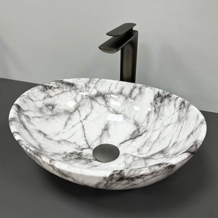 Умывальник VBI PARMA STATUARIO GREY VEINS GLOSSY накладной