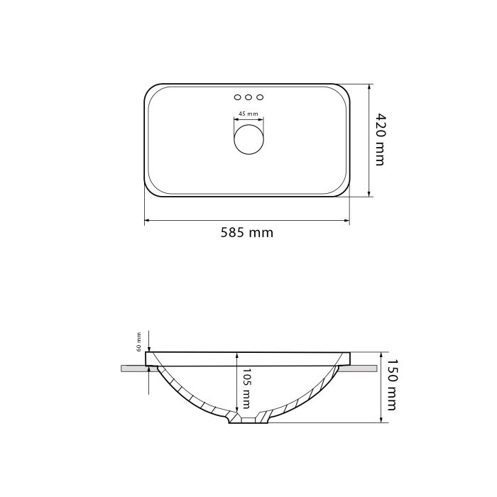 Умивальник VBI BITETTO WHITE врізний