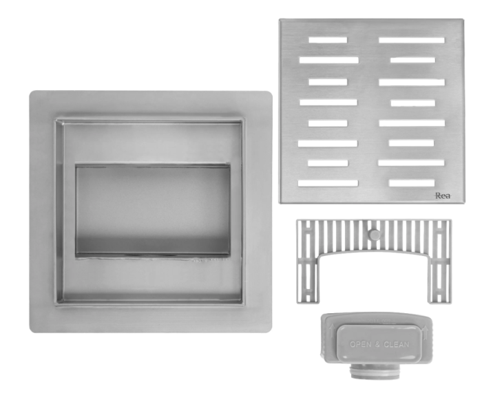 Трап для душу REA LINE 15x15 NICKIEL BRUSHED