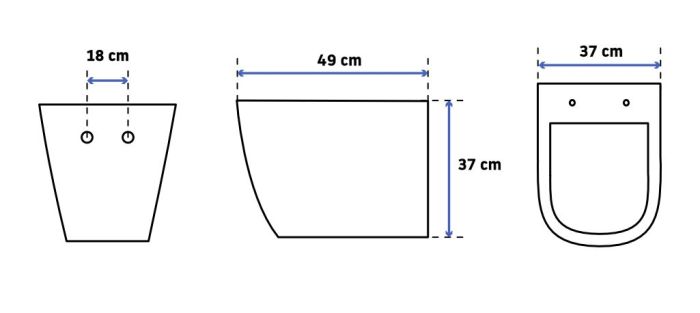 Підвісний унітаз REA CARLO MINI RIMLESS FLAT BLACK MATT чорний