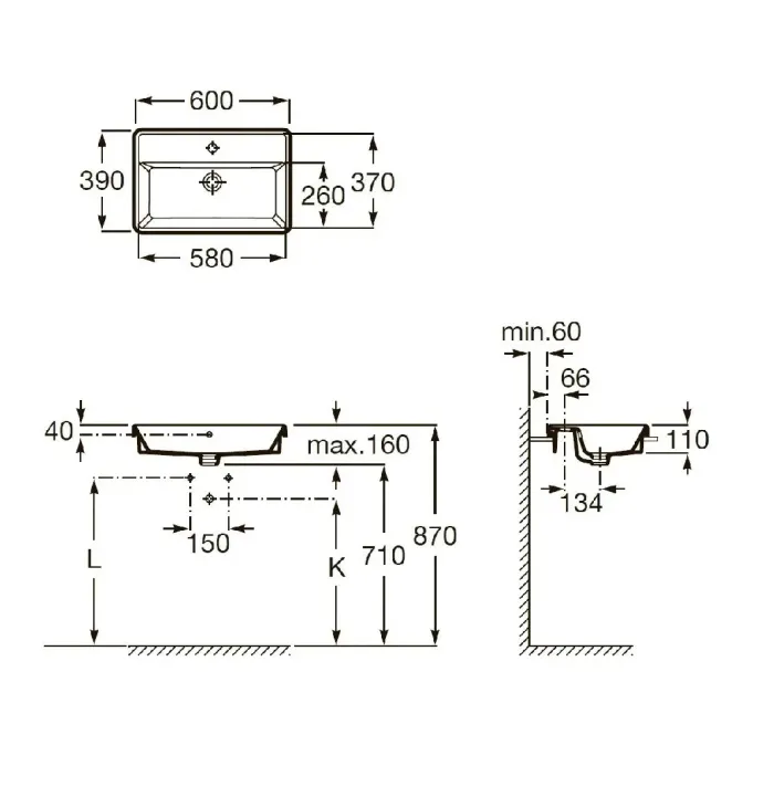 Умывальник Alter 600x390 A3270YA000 Roca