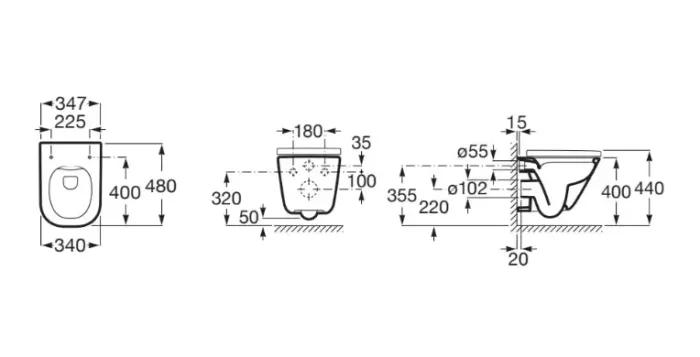 Унітаз підвісний Gap Rimless Compacto з кришкою Slim soft-close A34H473000 Roca