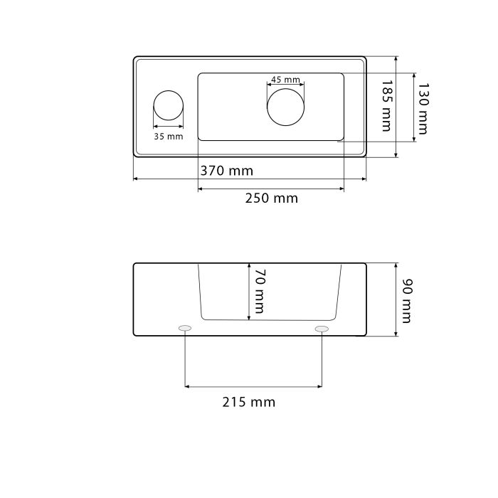 Умивальник VBI KOMO R WHITE накладний підвісний