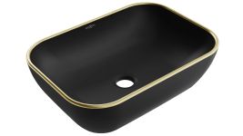 Умывальник MEXEN RITA BLACK MATT GOLD EDGE накладной