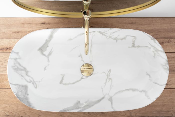 Умывальник REA CLEO 81 SHINNY MARMO накладной