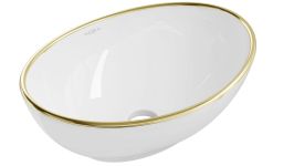 Умывальник MEXEN ELZA WHITE GOLD EDGE накладной