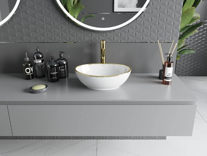 Умивальник MEXEN ELZA WHITE GOLD EDGE накладний