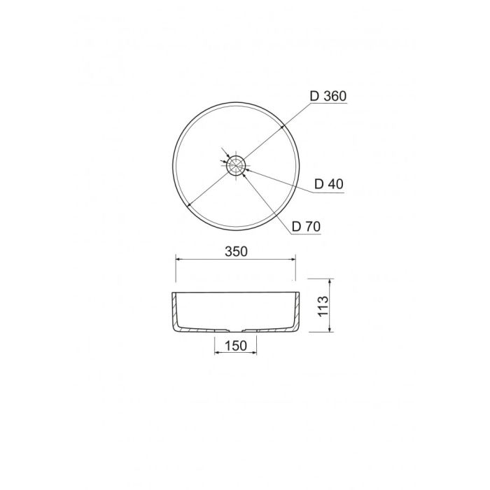 Умывальник Arena New Black\White glossy