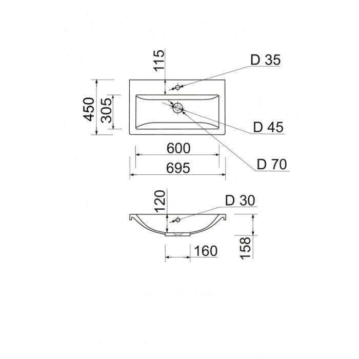 Умывальник Cers White 70