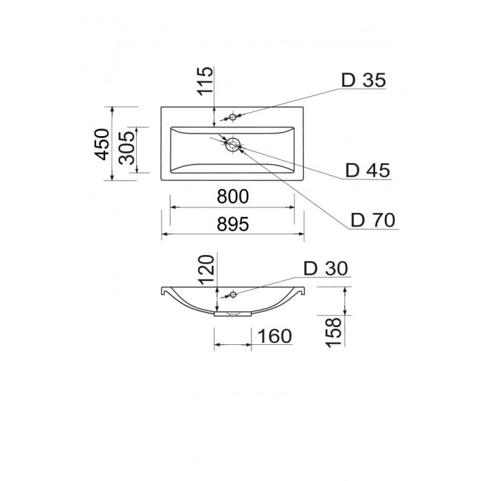 Умывальник Cers White 80