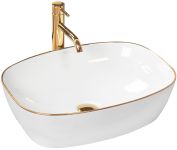 Умивальник REA SOL WHITE GOLD EDGE накладний