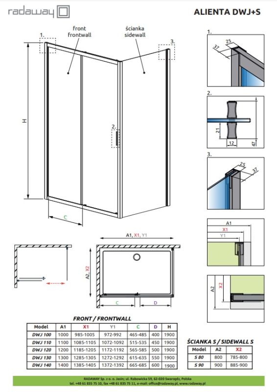 Душевая кабина Radaway 100x90 ALIENTA CHROME DWJ+S