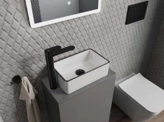 Умивальник MEXEN NADIA 36 WHITE BLACK EDGE накладний