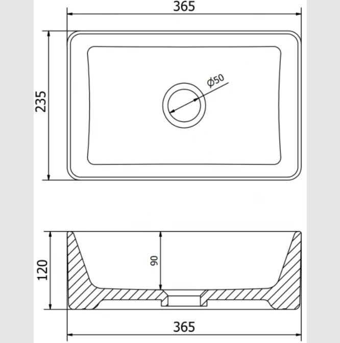 Умивальник MEXEN NADIA 36 WHITE BLACK EDGE накладний