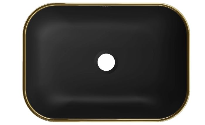 Умивальник MEXEN RITA BLACK MATT GOLD EDGE накладний