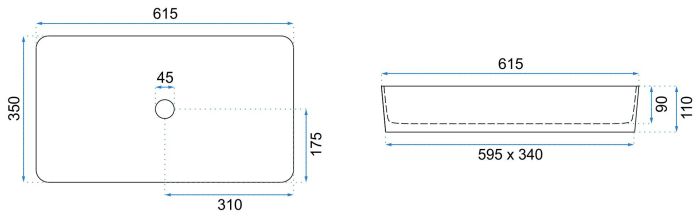 Умывальник REA DENIS SHINNY MARMO накладной мрамор