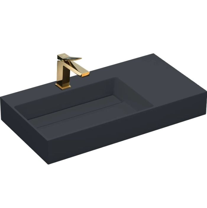 Умывальник REA ARCHI 75 BLACK MATT накладной подвесной