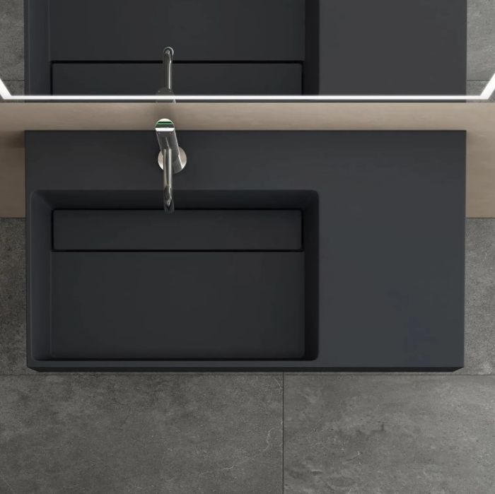 Умывальник REA ARCHI 75 BLACK MATT накладной подвесной