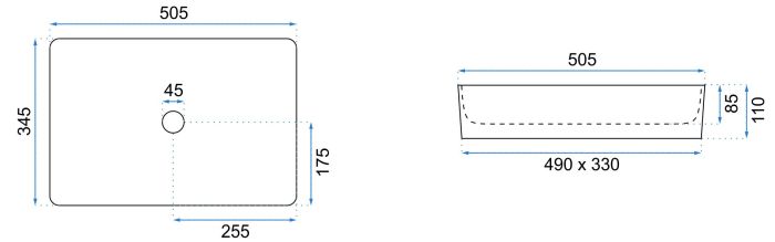 Умывальник REA AVIA BLACK MAT накладной черный матовый