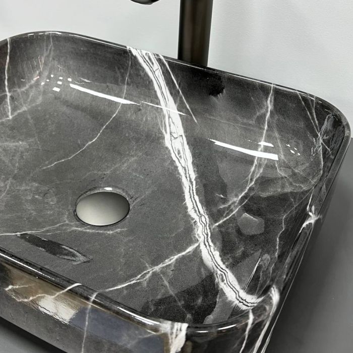 Умивальник VBI PALERMO DARK GREY AGATE GLOSSY накладний