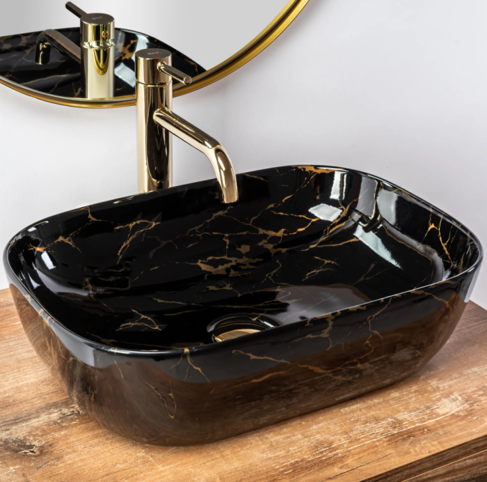 Умывальник REA BELINDA BLACK MARBLE SHINY накладной