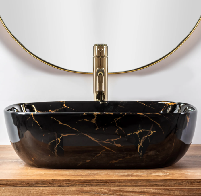 Умывальник REA BELINDA BLACK MARBLE SHINY накладной
