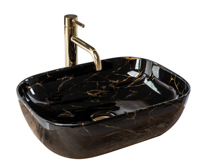 Умывальник REA BELINDA BLACK MARBLE SHINY накладной