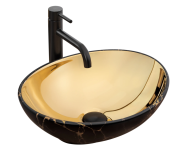 Умывальник REA SOFIA IN MARBLE MAT BLACK GOLD накладной