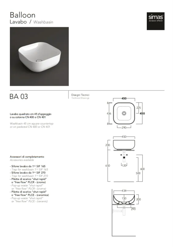 Умывальник BA 03 Balloon BA03NM Black matt SIMAS