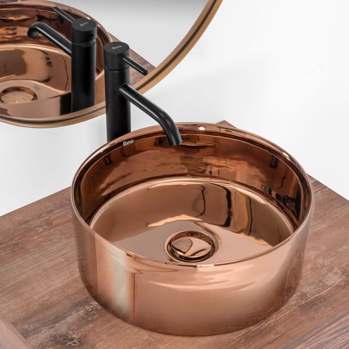 Умывальник REA IDA ROSE GOLD накладной золото розовое