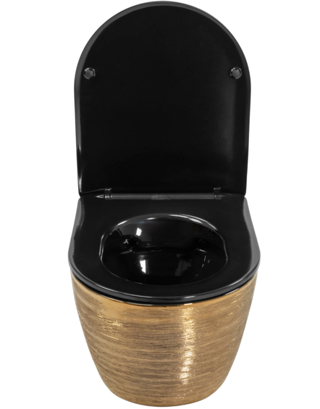 Підвісний унітаз REA CARLO FLAT BRUSHED GOLD BLACK золотий