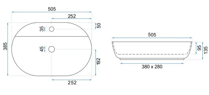 Умивальник REA AURA 51 WHITE накладний