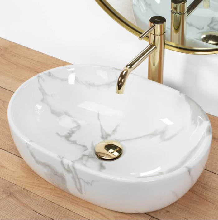 Умивальник REA AMELIA MARMO SHINY мармур накладний