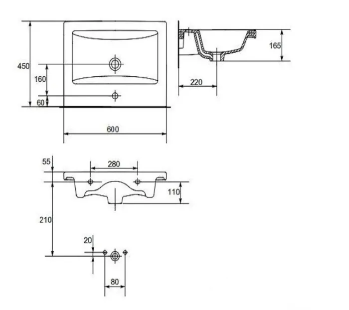 Умывальник 60 см Como (CCWF1000803618), Cersanit