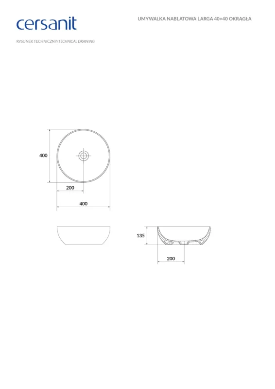 Умывальник 40 см Larga Euro White CCWT1000736401 Cersanit