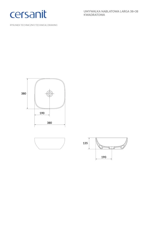 Умывальник 38 см Larga Euro White CCWT1000766401 Cersanit