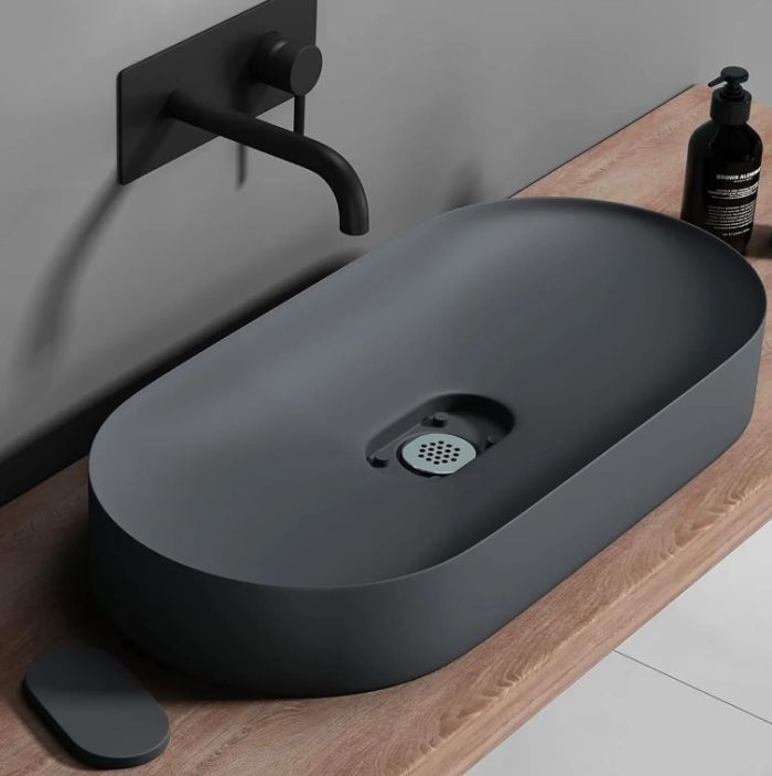 Умивальник REA IRIS 71 GREY MATT накладний