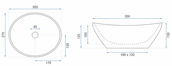 Умивальник REA SOFIA MINI BLACK накладний чорний